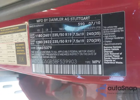 2011 Mercedes-Benz Glk 350 from USA, damaged, VIN WDCGG5GB5BF539903